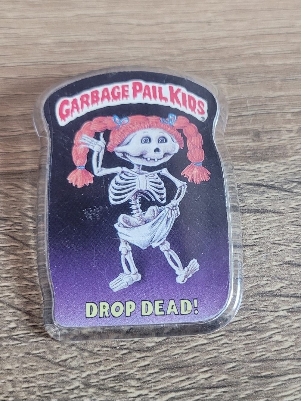 Topps Purple & Red Garbage Pail Kids Drop Dead! Brooch